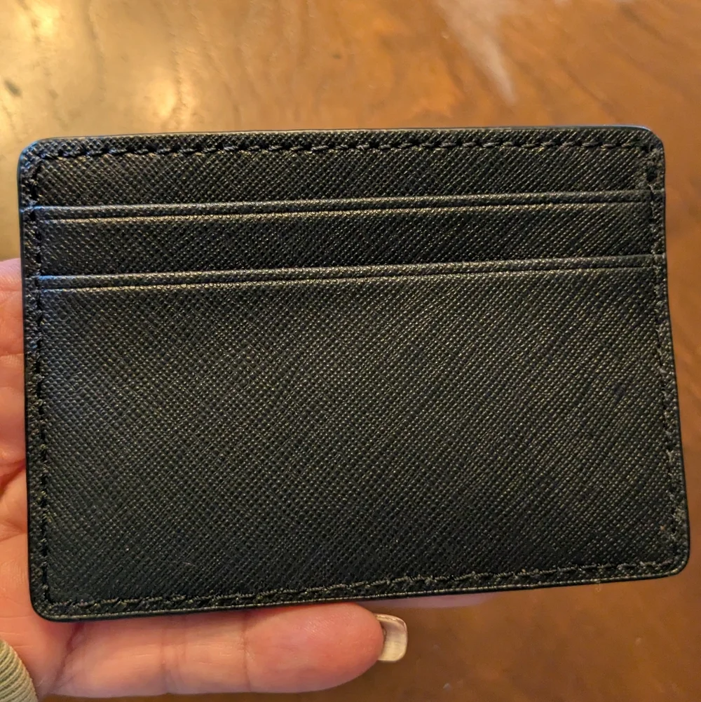 Michael Kors Black Leather Jet Set Card Case